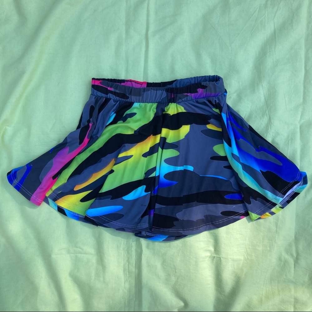 Neon camo miniskirt